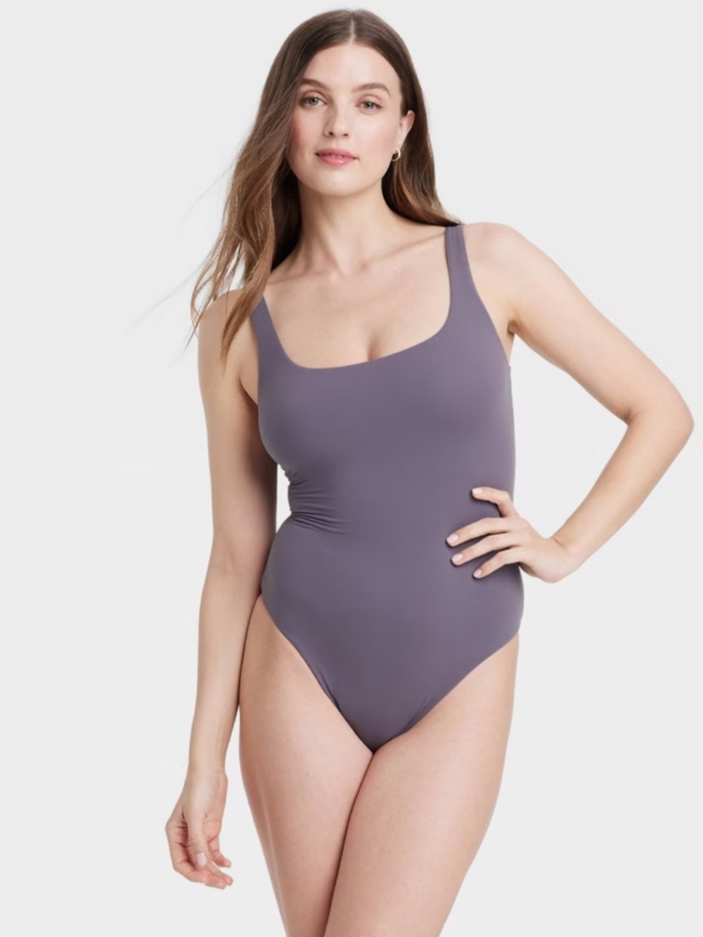 Auden tank thong bodysuit  in mauve  Gray